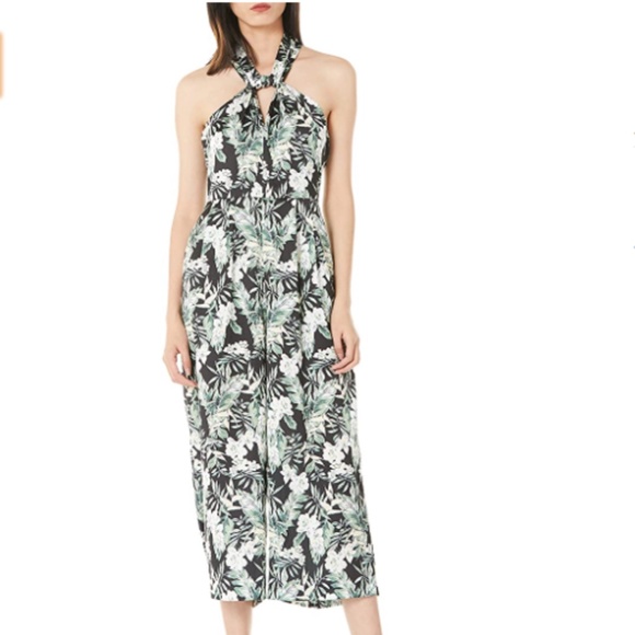 NEW Tropical Floral Print Wide Leg Jumpsuit Large - Picture 4 of 8